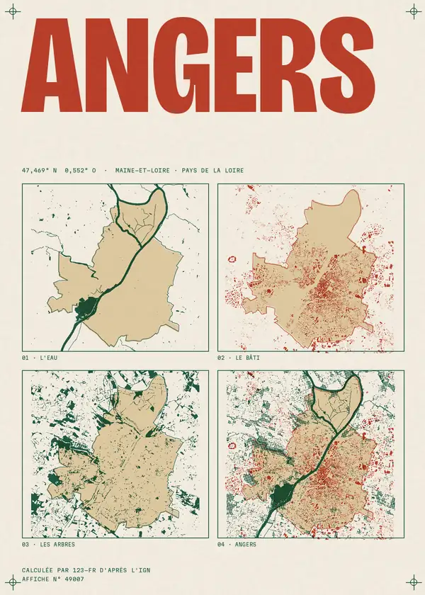 Affiche de Angers, calculée par 123-fr d'après l'IGN