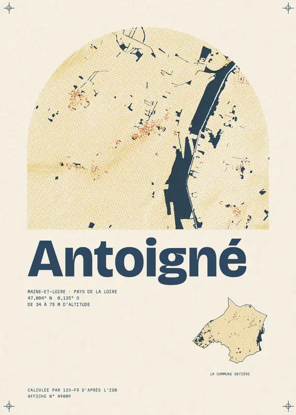 Affiche de Antoigné, calculée par 123-fr d'après l'IGN