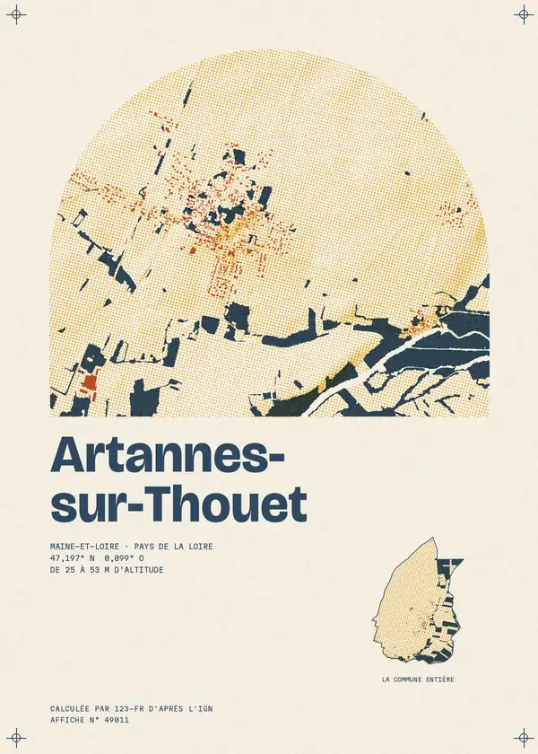 Affiche de Artannes-sur-Thouet, calculée par 123-fr d'après l'IGN