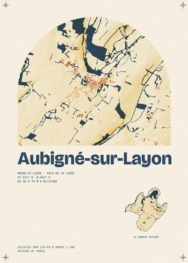 Affiche de Aubigné-sur-Layon, calculée par 123-fr d'après l'IGN