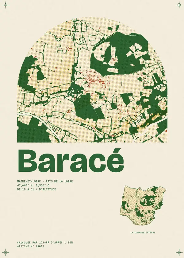 Affiche de Baracé, calculée par 123-fr d'après l'IGN