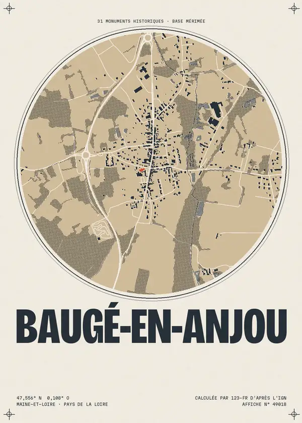 Affiche de Baugé-en-Anjou, calculée par 123-fr d'après l'IGN