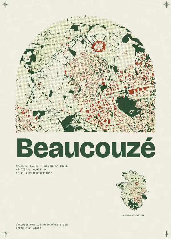 Affiche de Beaucouzé, calculée par 123-fr d'après l'IGN