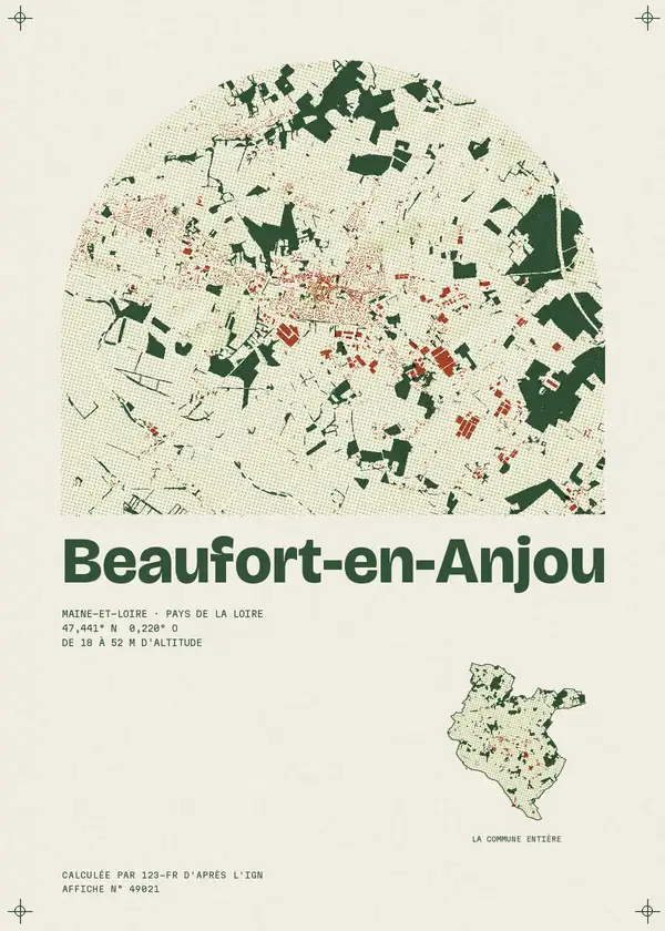 Affiche de Beaufort-en-Anjou, calculée par 123-fr d'après l'IGN