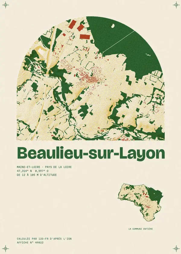Affiche de Beaulieu-sur-Layon, calculée par 123-fr d'après l'IGN