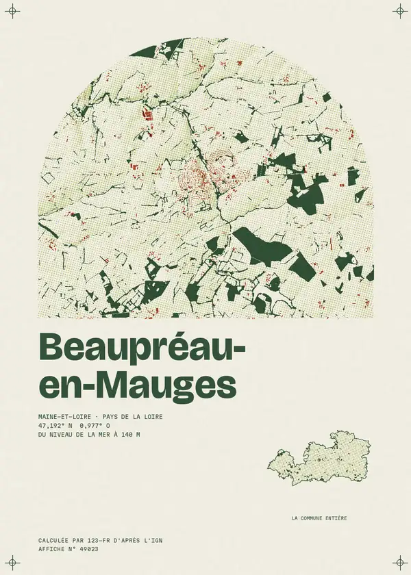 Affiche de Beaupréau-en-Mauges, calculée par 123-fr d'après l'IGN