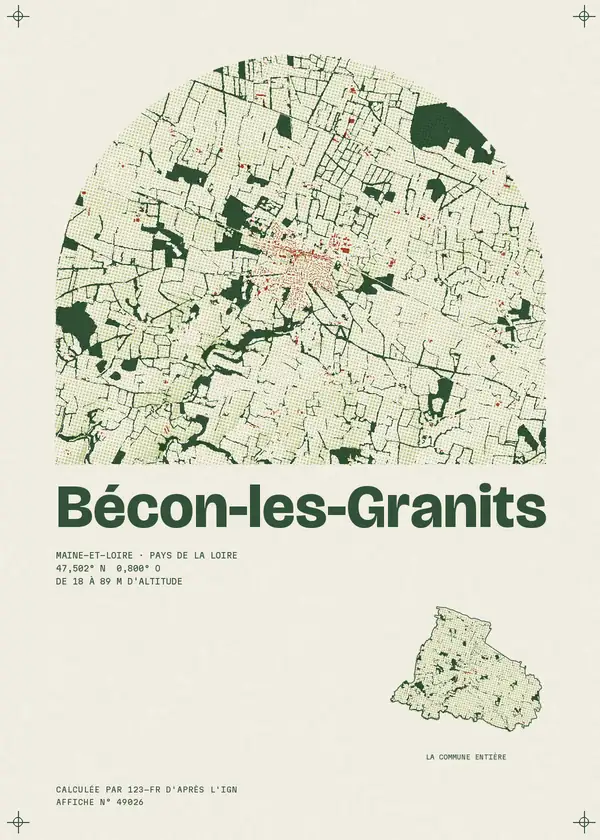 Affiche de Bécon-les-Granits, calculée par 123-fr d'après l'IGN