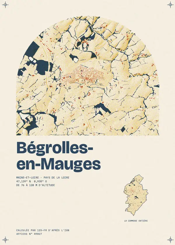 Affiche de Bégrolles-en-Mauges, calculée par 123-fr d'après l'IGN