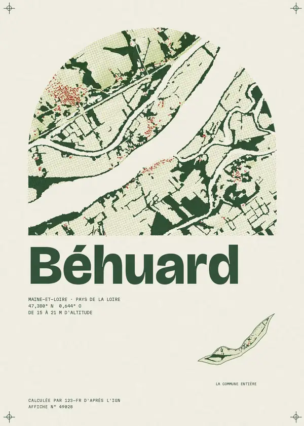 Affiche de Béhuard, calculée par 123-fr d'après l'IGN