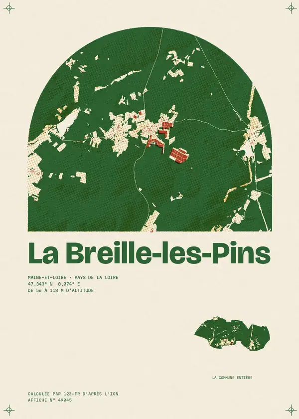 Affiche de La Breille-les-Pins, calculée par 123-fr d'après l'IGN