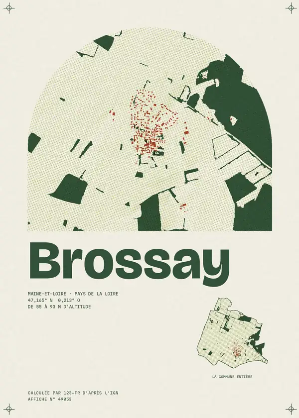 Affiche de Brossay, calculée par 123-fr d'après l'IGN