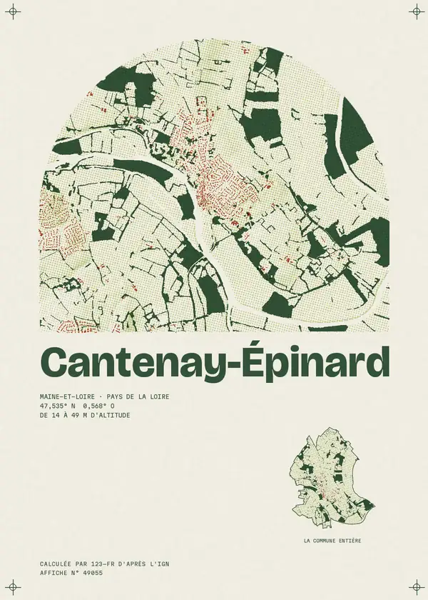 Affiche de Cantenay-Épinard, calculée par 123-fr d'après l'IGN