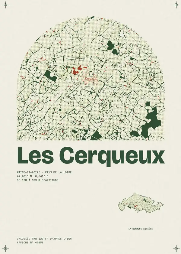 Affiche de Les Cerqueux, calculée par 123-fr d'après l'IGN