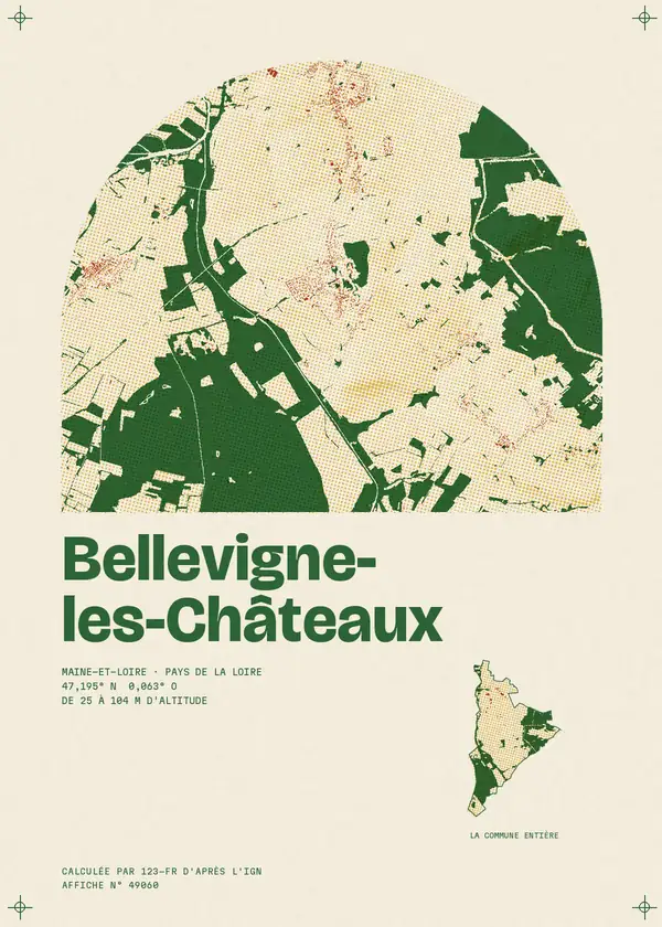 Affiche de Bellevigne-les-Châteaux, calculée par 123-fr d'après l'IGN