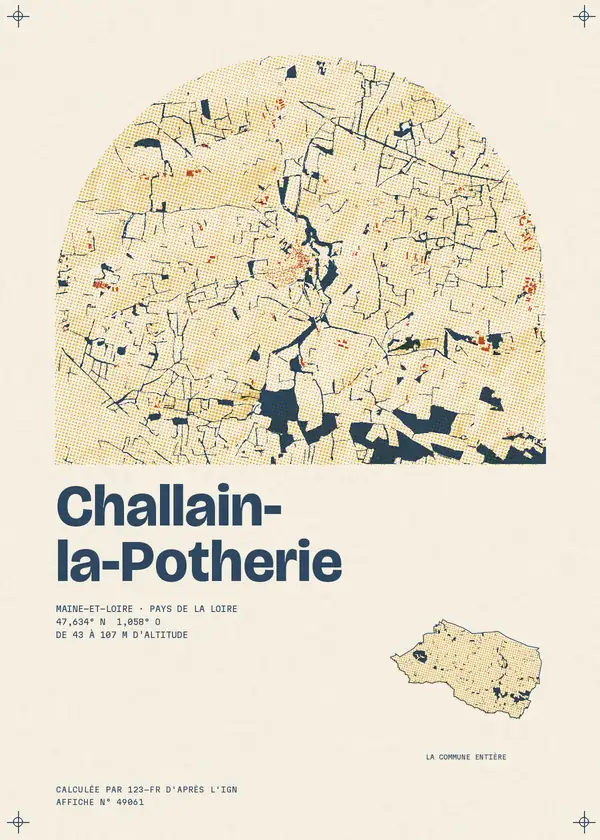 Affiche de Challain-la-Potherie, calculée par 123-fr d'après l'IGN