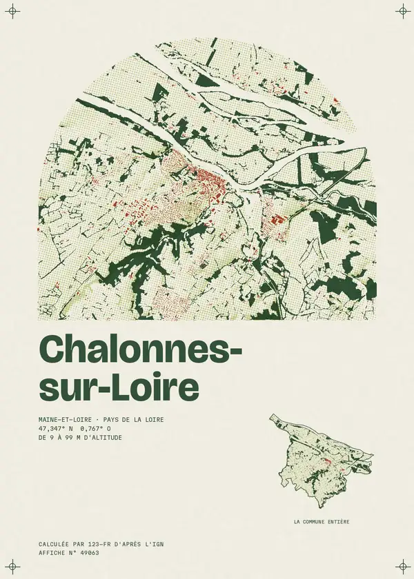 Affiche de Chalonnes-sur-Loire, calculée par 123-fr d'après l'IGN
