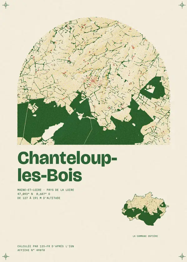 Affiche de Chanteloup-les-Bois, calculée par 123-fr d'après l'IGN