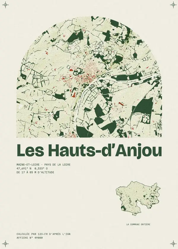 Affiche de Les Hauts-d'Anjou, calculée par 123-fr d'après l'IGN