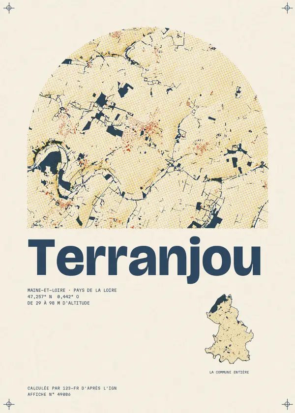 Affiche de Terranjou, calculée par 123-fr d'après l'IGN