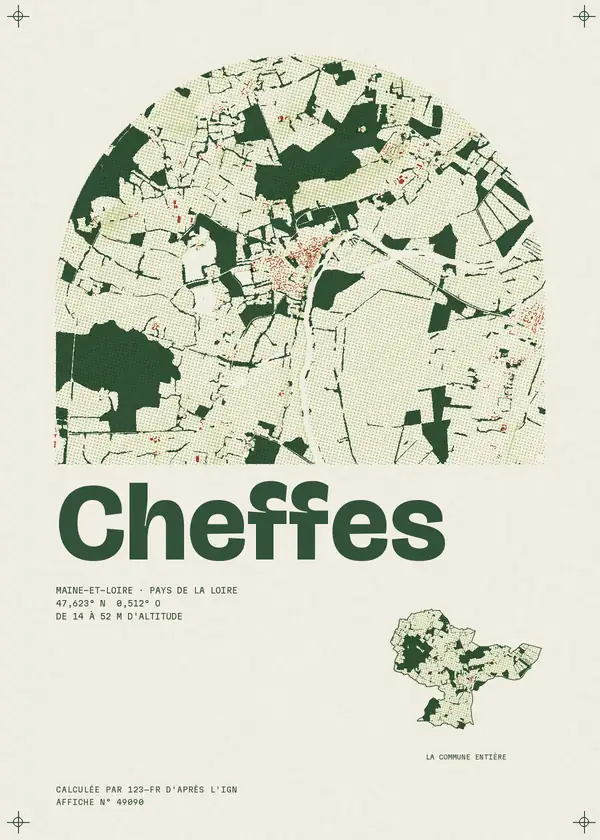 Affiche de Cheffes, calculée par 123-fr d'après l'IGN