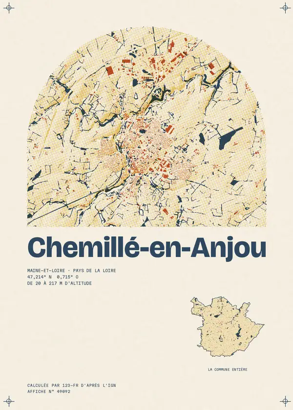 Affiche de Chemillé-en-Anjou, calculée par 123-fr d'après l'IGN