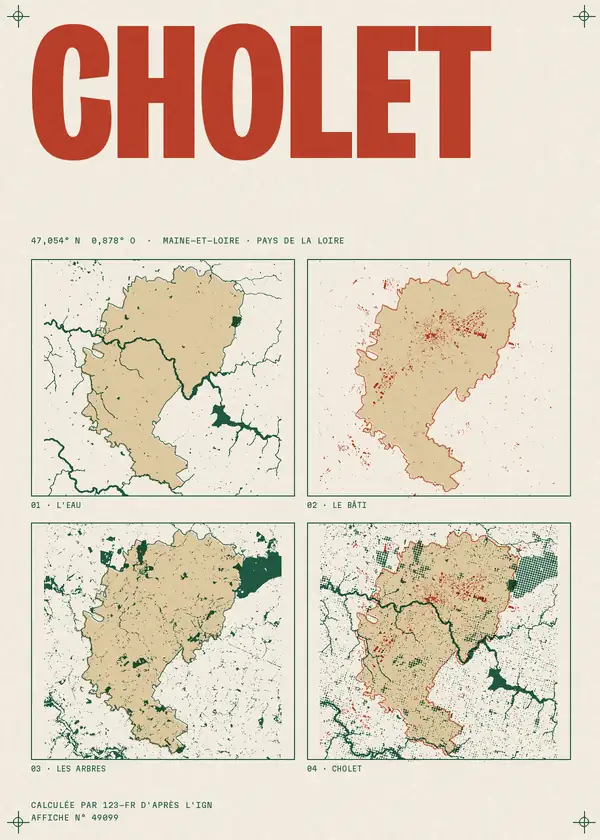 Affiche de Cholet, calculée par 123-fr d'après l'IGN