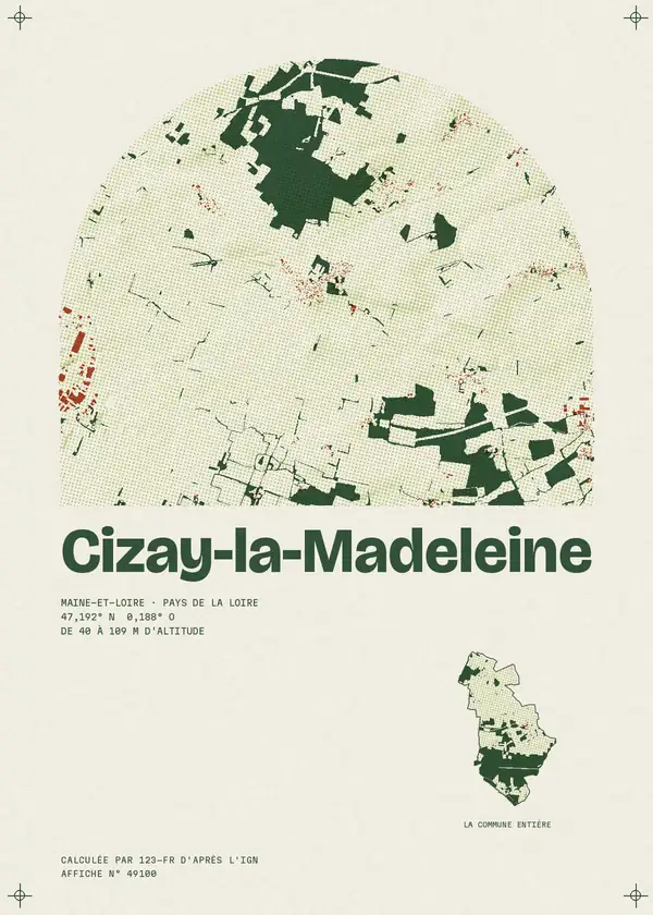 Affiche de Cizay-la-Madeleine, calculée par 123-fr d'après l'IGN