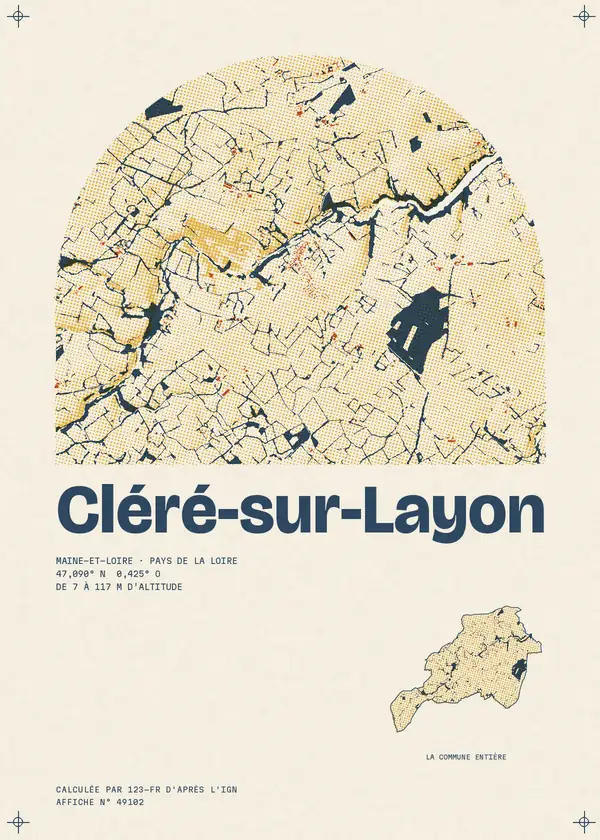 Affiche de Cléré-sur-Layon, calculée par 123-fr d'après l'IGN