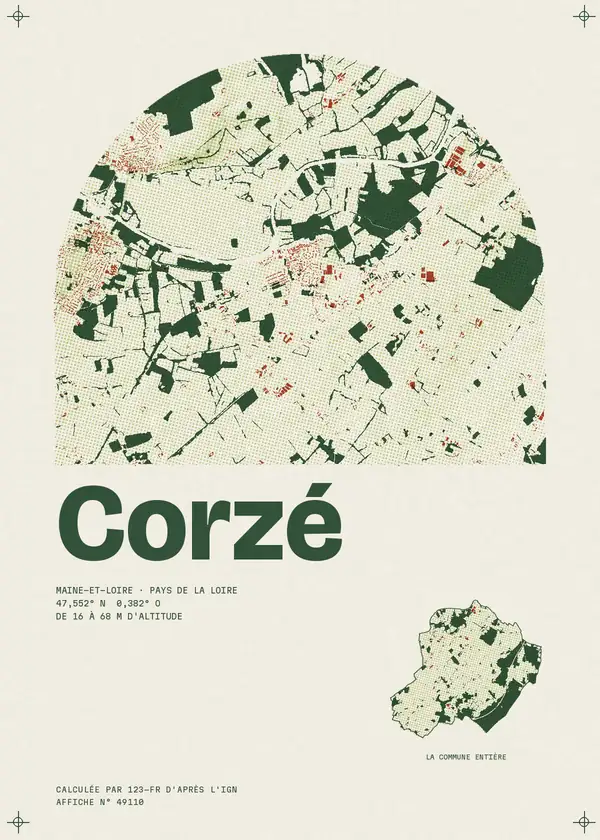 Affiche de Corzé, calculée par 123-fr d'après l'IGN