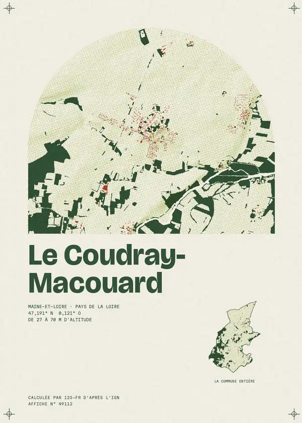 Affiche de Le Coudray-Macouard, calculée par 123-fr d'après l'IGN