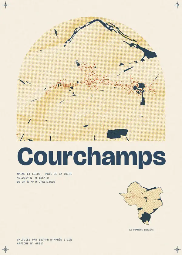Affiche de Courchamps, calculée par 123-fr d'après l'IGN