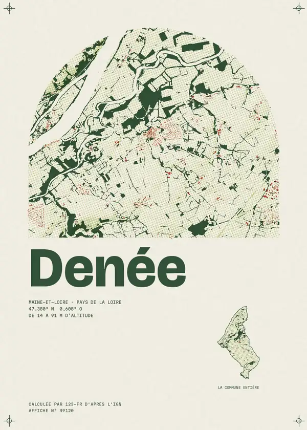 Affiche de Denée, calculée par 123-fr d'après l'IGN
