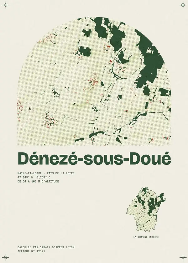 Affiche de Dénezé-sous-Doué, calculée par 123-fr d'après l'IGN