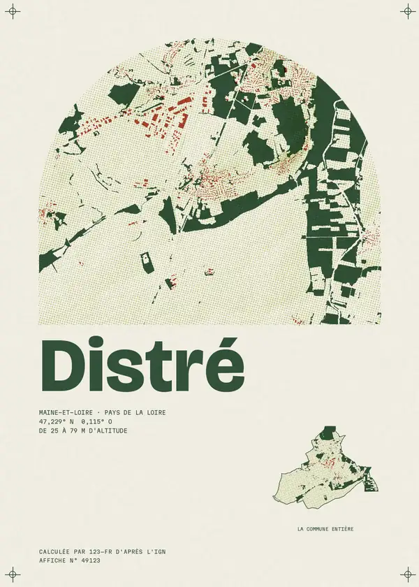 Affiche de Distré, calculée par 123-fr d'après l'IGN