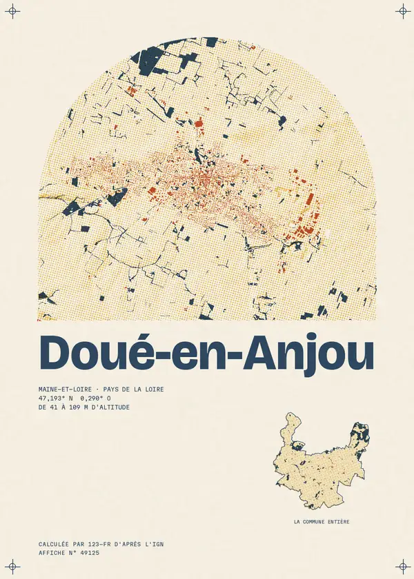Affiche de Doué-en-Anjou, calculée par 123-fr d'après l'IGN