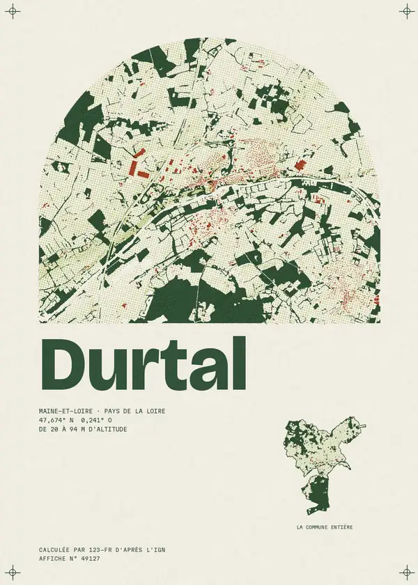 Affiche de Durtal, calculée par 123-fr d'après l'IGN