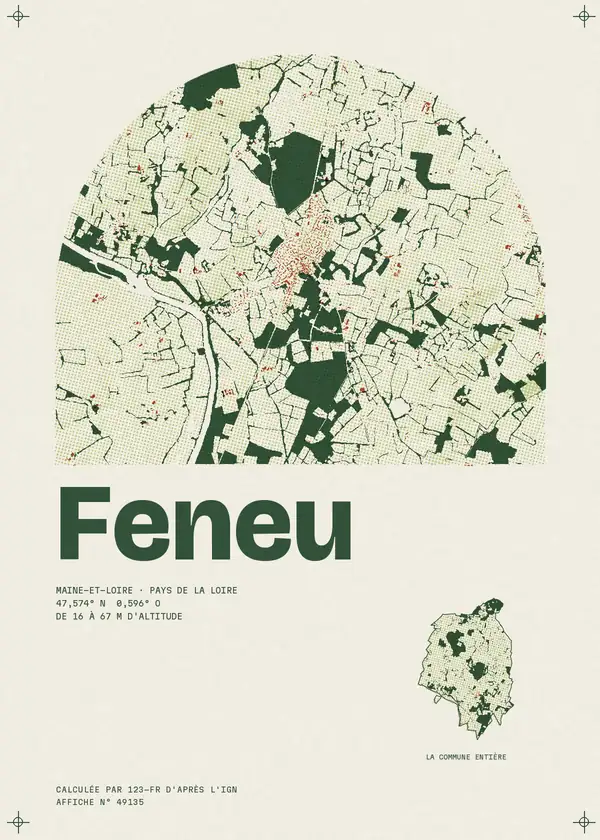 Affiche de Feneu, calculée par 123-fr d'après l'IGN