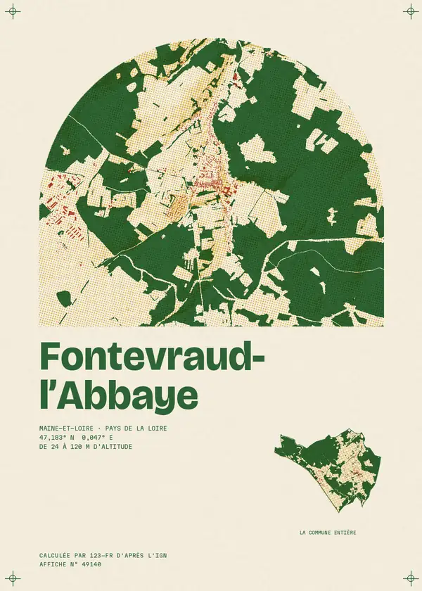 Affiche de Fontevraud-l'Abbaye, calculée par 123-fr d'après l'IGN