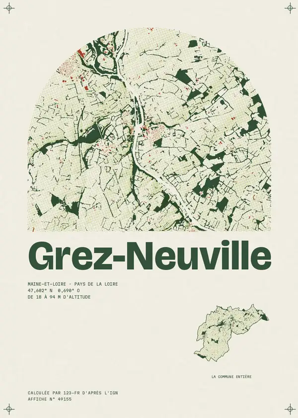Affiche de Grez-Neuville, calculée par 123-fr d'après l'IGN