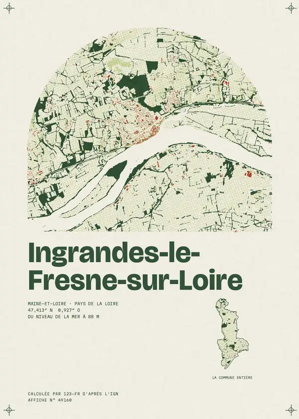 Affiche de Ingrandes-le-Fresne-sur-Loire, calculée par 123-fr d'après l'IGN