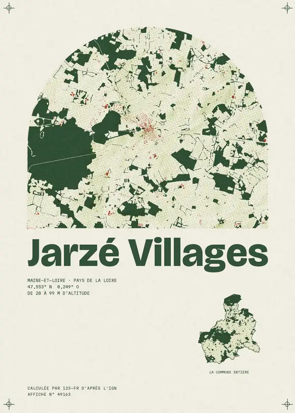 Affiche de Jarzé Villages, calculée par 123-fr d'après l'IGN