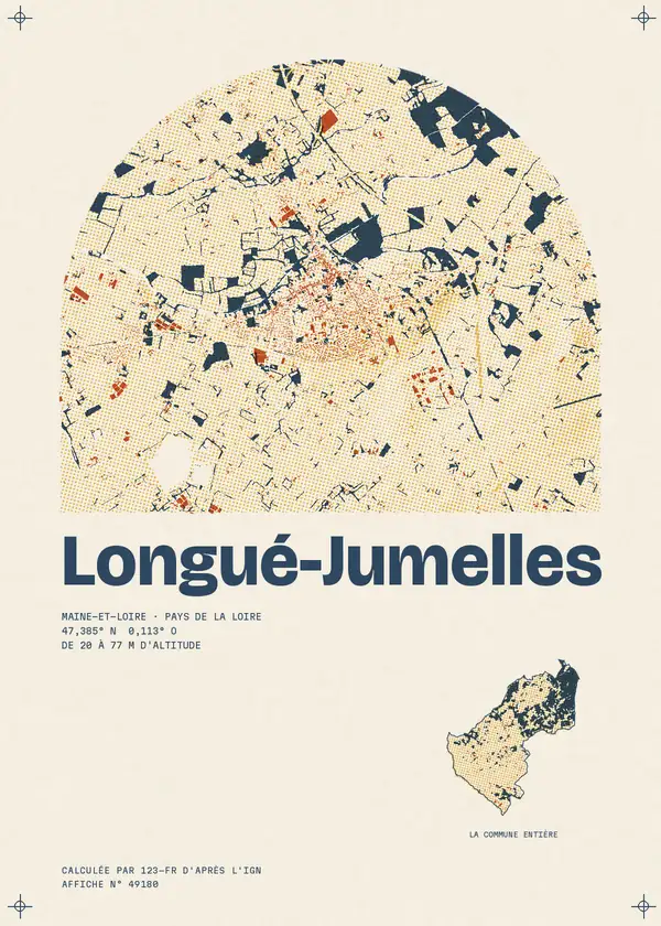 Affiche de Longué-Jumelles, calculée par 123-fr d'après l'IGN