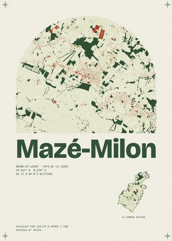 Affiche de Mazé-Milon, calculée par 123-fr d'après l'IGN