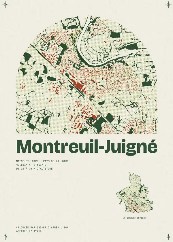 Affiche de Montreuil-Juigné, calculée par 123-fr d'après l'IGN
