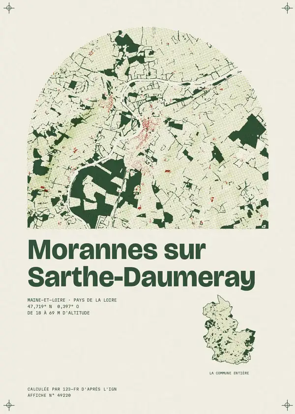 Affiche de Morannes sur Sarthe-Daumeray, calculée par 123-fr d'après l'IGN