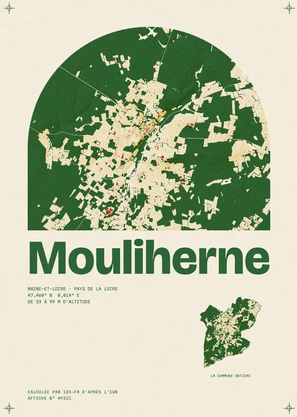 Affiche de Mouliherne, calculée par 123-fr d'après l'IGN