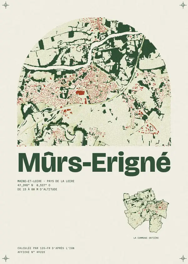 Affiche de Mûrs-Erigné, calculée par 123-fr d'après l'IGN