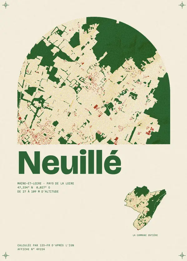 Affiche de Neuillé, calculée par 123-fr d'après l'IGN