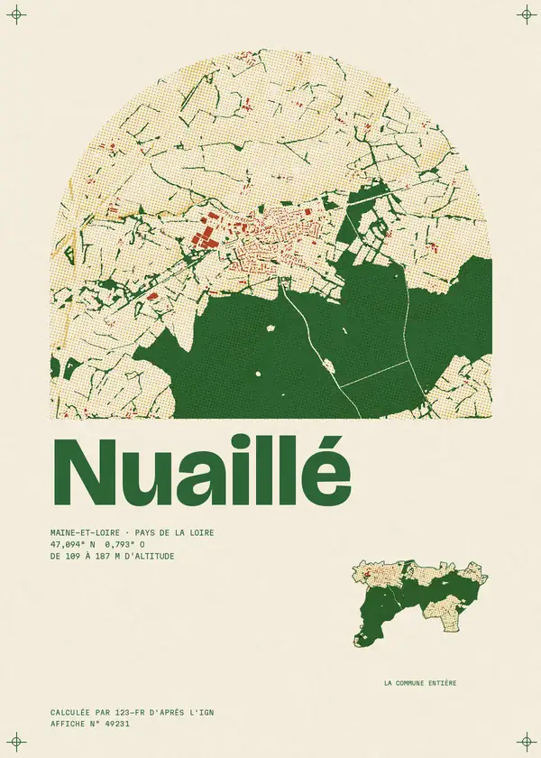 Affiche de Nuaillé, calculée par 123-fr d'après l'IGN