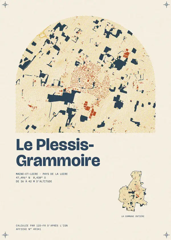 Affiche de Le Plessis-Grammoire, calculée par 123-fr d'après l'IGN